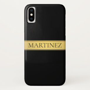 上品なフェイク金ゴールドストライプと黒の背景またはDIY iPhone X ケース