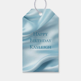 上品なフェミニン ライトブルー 偽サテン ギフトタグ