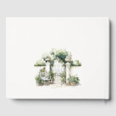 上品なフランスのガーデンランドスケープ水の色結婚の数 ゲストブック (裏面)