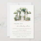 上品なフランスのガーデンランドスケープ水の色結婚の数 サンキューカード (正面)