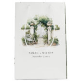 上品なフランスのガーデンランドスケープ水の色結婚の数 ミディアムペーパーバッグ (正面)