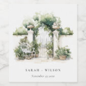 上品なフランスのガーデンランドスケープ水の色結婚の数 ワインラベル (シングルラベル)