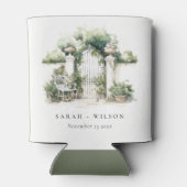 上品なフランスのガーデンランドスケープ水の色結婚の数 缶クーラー (裏面)