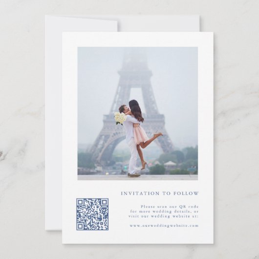 上品なフランスの青いフローラク結婚レの写真 セーブザデート (裏面)