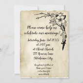 上品なフローラと古いパーチメントヴィンテージウェディング 招待状 (裏面)