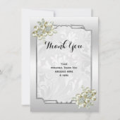 上品なフローラジェムシルバーフレーム結婚ズ サンキューカード (正面)