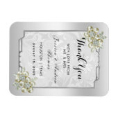 上品なフローラジェムシルバーフレーム結婚式の引き出物 マグネット (横)
