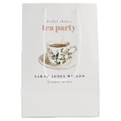 上品なフローラティーカップブライダルシャワーティーパーティー ミディアムペーパーバッグ (裏面)