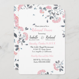 上品なフローラピンクの水の色のリハーサルディナー 招待状