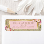 上品なフローラピンク金ゴールドグリッタースパーク ラベル (インサイチュ)