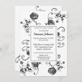 上品なフローラブライダルシャワー招待 招待状 (正面/裏面)