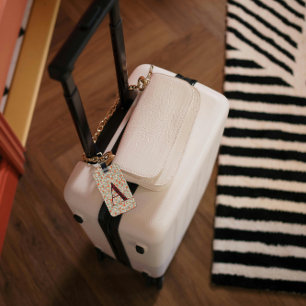 上品なフローラモノグラムのレターA緑の赤 ラゲッジタグ