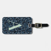 上品なフローラモノグラムのレターA青 ラゲッジタグ (正面横)