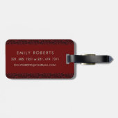 上品なフローラモノグラムのレターE濃い赤 ラゲッジタグ (裏面横)