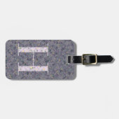 上品なフローラモノグラムのレターH濃い紫 ラゲッジタグ (正面横)