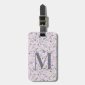 上品なフローラモノグラムのレターMライトパープル ラゲッジタグ (正面縦)
