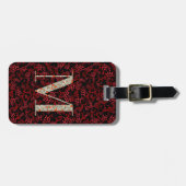 上品なフローラモノグラムのレターM濃い赤 ラゲッジタグ (正面横)