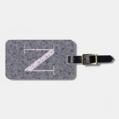 上品なフローラモノグラムのレターN濃い紫 ラゲッジタグ (正面横)