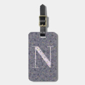 上品なフローラモノグラムのレターN濃い紫 ラゲッジタグ (正面縦)