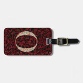 上品なフローラモノグラムのレターO濃い赤 ラゲッジタグ (正面横)