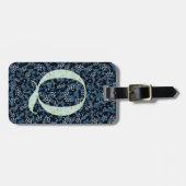 上品なフローラモノグラムのレターQブルー ラゲッジタグ (正面横)
