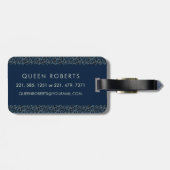 上品なフローラモノグラムのレターQブルー ラゲッジタグ (裏面横)