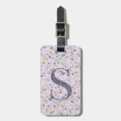 上品なフローラモノグラムのレターSライトパープル ラゲッジタグ (正面縦)