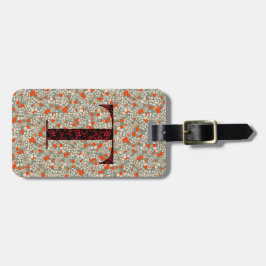 上品なフローラモノグラムのレターT緑（赤） ラゲッジタグ