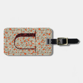 上品なフローラモノグラムのレターUグリーンレッド ラゲッジタグ