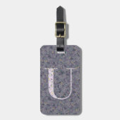 上品なフローラモノグラムのレターU濃い紫 ラゲッジタグ (正面縦)