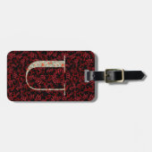 上品なフローラモノグラムのレターU濃い赤 ラゲッジタグ (正面横)