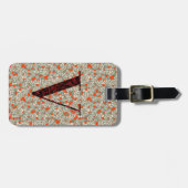 上品なフローラモノグラムのレターV緑の赤 ラゲッジタグ (正面横)