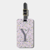 上品なフローラモノグラムのレターYライトパープル ラゲッジタグ (正面縦)
