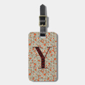 上品なフローラモノグラムのレターY緑の赤 ラゲッジタグ (正面縦)