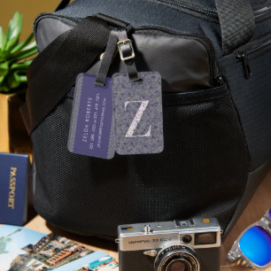 上品なフローラモノグラムのレターZ濃い紫 ラゲッジタグ