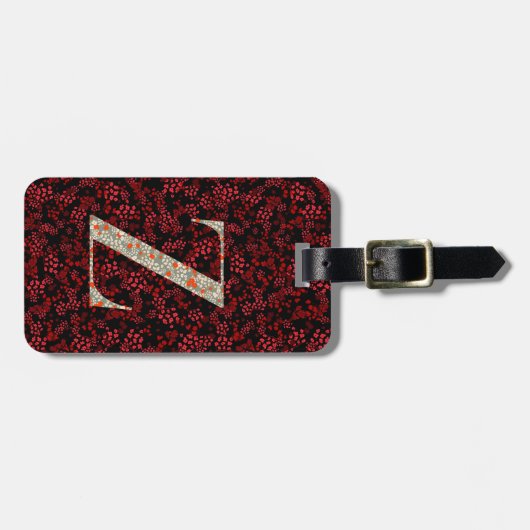 上品なフローラモノグラムのレターZ濃い赤 ラゲッジタグ (正面横)