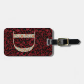 上品なフローラモノグラムの文字D濃い赤 ラゲッジタグ (正面横)