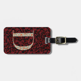 上品なフローラモノグラムの文字D濃い赤 ラゲッジタグ