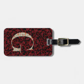 上品なフローラモノグラムの文字G濃い赤 ラゲッジタグ (正面横)
