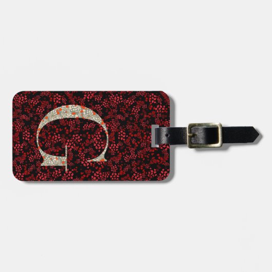 上品なフローラモノグラムの文字G濃い赤 ラゲッジタグ (正面横)