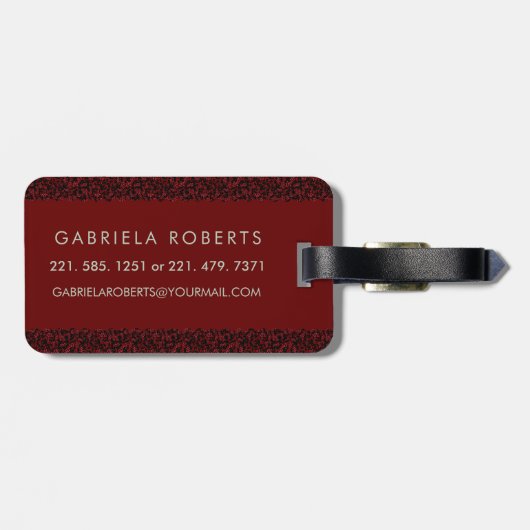 上品なフローラモノグラムの文字G濃い赤 ラゲッジタグ (裏面横)