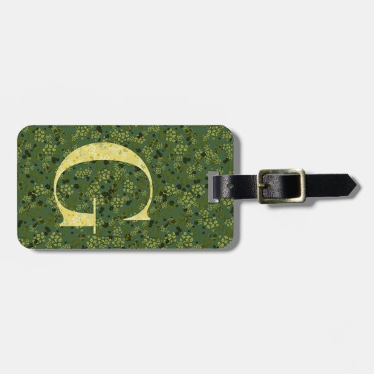 上品なフローラモノグラムの文字G緑の黄色 ラゲッジタグ (正面横)