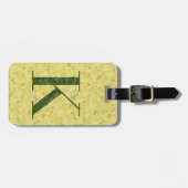 上品なフローラモノグラムの文字K黄色の緑 ラゲッジタグ (正面横)
