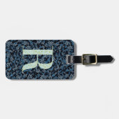 上品なフローラモノグラムの文字R青 ラゲッジタグ (正面横)