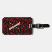 上品なフローラモノグラムの文字X濃い赤 ラゲッジタグ (正面横)