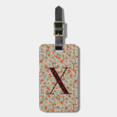 上品なフローラモノグラムの文字X緑の赤 ラゲッジタグ (正面縦)
