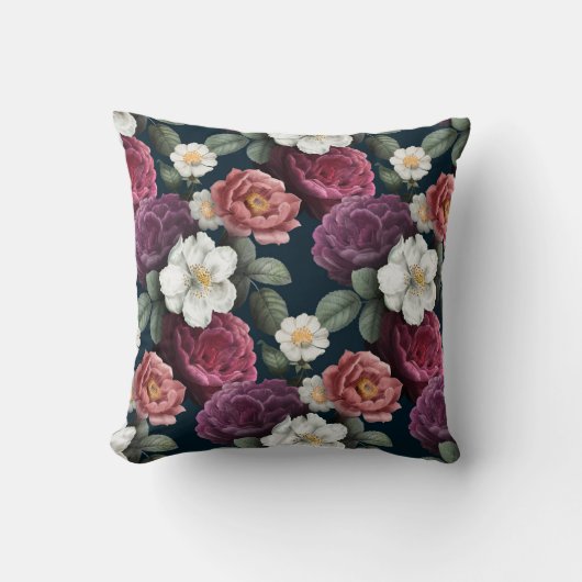 上品なフローラルパターン装飾用クッション クッション (正面)