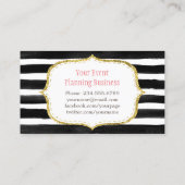 上品なフローラ水カラー白黒 ストライプの 名刺 (裏面)