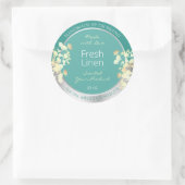 上品なフローラ製品パッケージングラベルティール（緑がかった色）銀 ラウンドシール (バッグ)