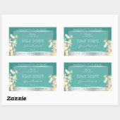 上品なフローラ製品パッケージングラベルティール（緑がかった色）銀 長方形シール (シート)